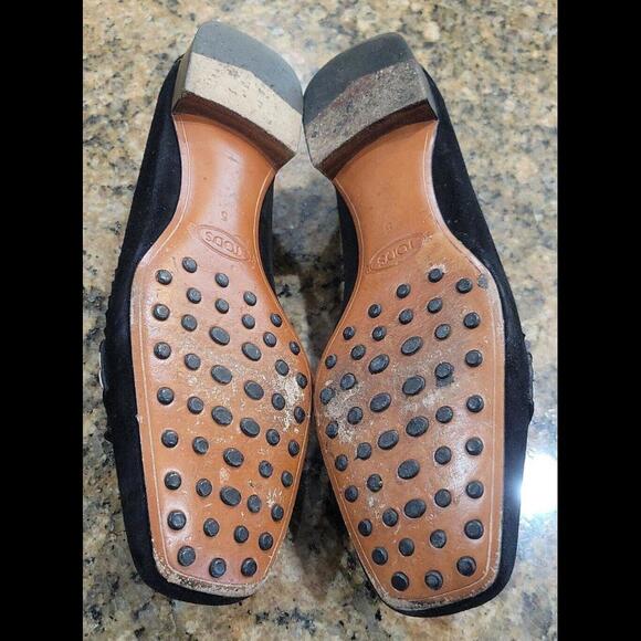 Tod's Black Suede Ballet Flats Slip On Driving Mocs Womens Loafers Dress Shoes 5 - Picture 10 of 12